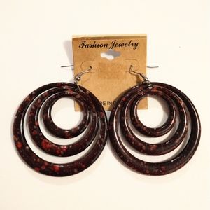 Purple Marble Acrylic Finish Hoop Earrings